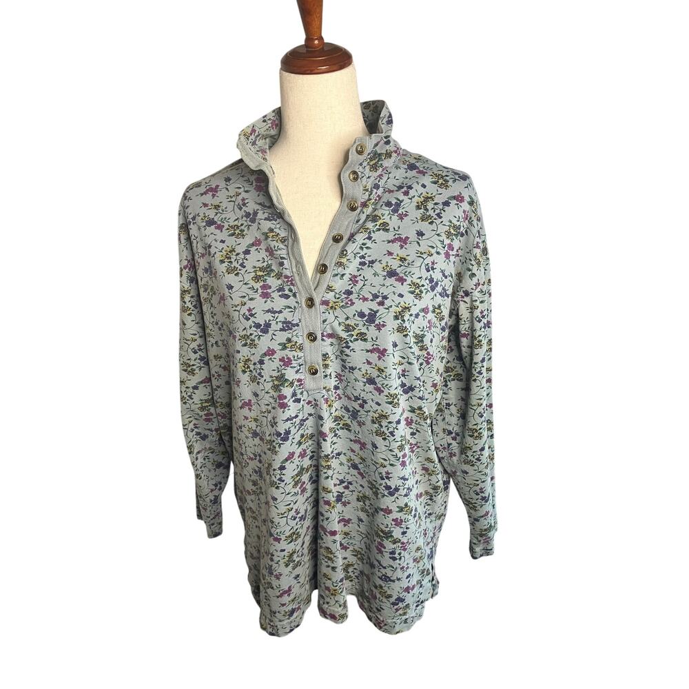 Action Gear Floral Henley Long Sleeve Tunic Top Size Small